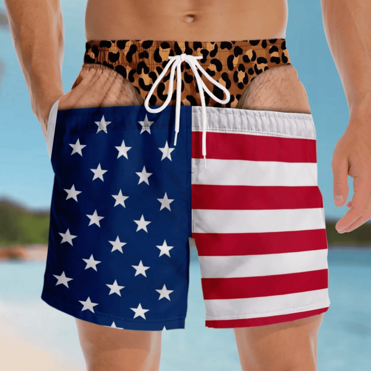 BUY 2,GET 10%OFF -- Funny Patriotic Men Swim Trunks - Personalized Birthday Gifts