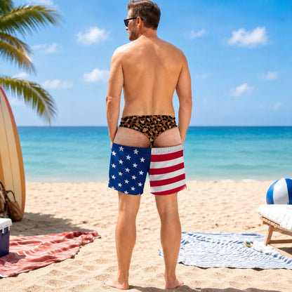 BUY 2,GET 10%OFF -- Funny Patriotic Men Swim Trunks - Personalized Birthday Gifts