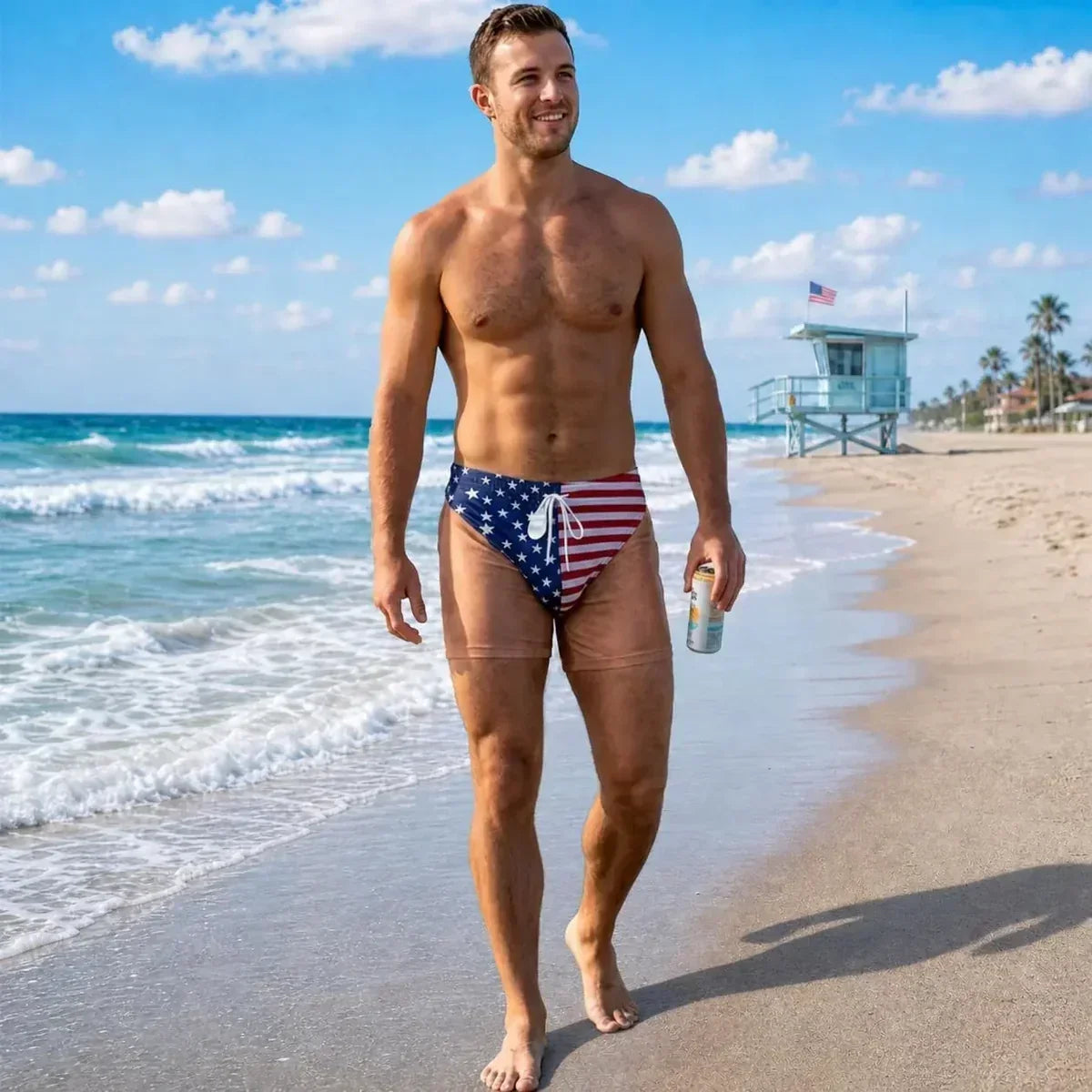 BUY 2,GET 10%OFF -- Funny Patriotic Men Swim Trunks - Personalized Birthday Gifts