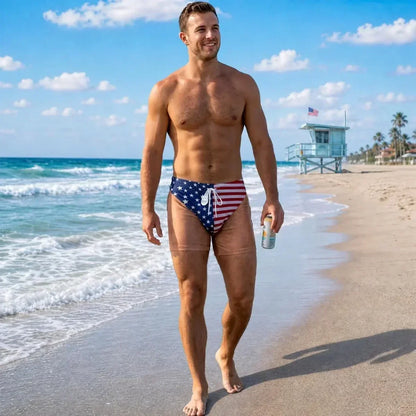 BUY 2,GET 10%OFF -- Funny Patriotic Men Swim Trunks - Personalized Birthday Gifts
