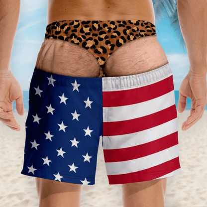 BUY 2,GET 10%OFF -- Funny Patriotic Men Swim Trunks - Personalized Birthday Gifts