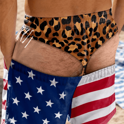 BUY 2,GET 10%OFF -- Funny Patriotic Men Swim Trunks - Personalized Birthday Gifts